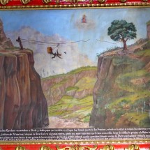 Picture in the church of Baños about the fall of the pastor into a gorge - he survived!
